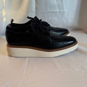 Cole Haan Black Leather Platform Oxfords